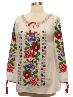 1970's Womens Huipil Style Shirt
