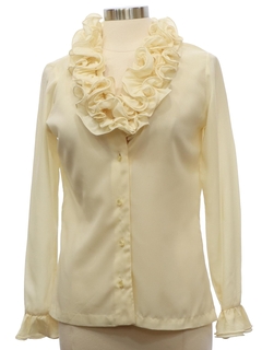 1970's Womens Ruffled Front Secretary Shirt