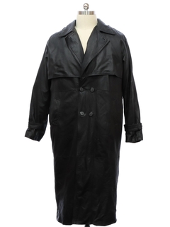 1990's Mens Serge Platini Leather Trenchcoat Jacket