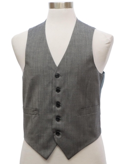 1980's Mens Grey Pinstriped Wool Suit Vest