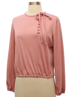 1970's Womens Pullover Knit Solid Disco Style Shirt
