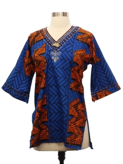 1990's Womens African Print Tunic Shirt