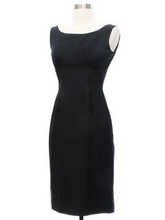 1960's Womens Little Black Rayon Silk Blend Dress