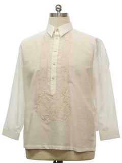 1990's Mens Sheer Embroidered Shirt