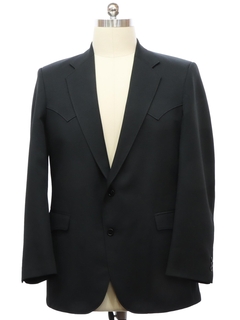 1980's Mens Sheplers Black Western Blazer Sport Coat Jacket