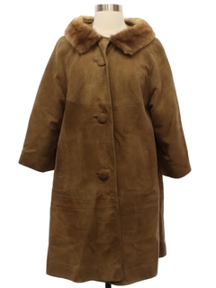 1960's Womens Faux Suede Duster Coat Jacket