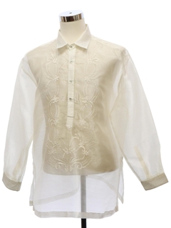 1990's Mens Sheer Filipino Tunic Shirt