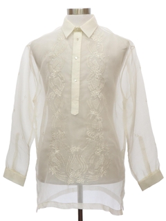 1990's Mens Sheer Filipino Tunic Shirt