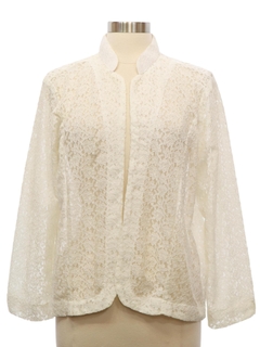 1980's Womens Lace Open Front Shirt Jacket