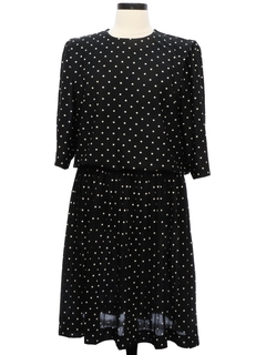 1980's Womens Black Polka Dot Totally 80s Dress