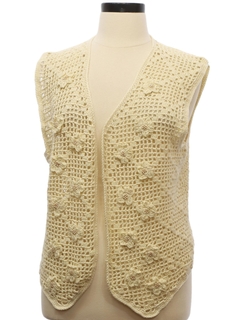 1980's Womens Hand Crochet Sweater Vest