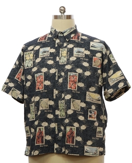 1990's Mens Big Dog Graphic Print Cotton Sport Shirt