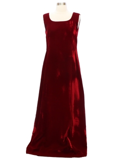 1970's Womens Velvet Prom Or Cocktail Dress