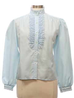 1970's Womens Ruffled Prairie Style Secretary Shirt