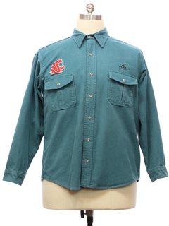 1990's Mens Heavy Cotton Deerskin Chamois Cloth Flannel Shirt