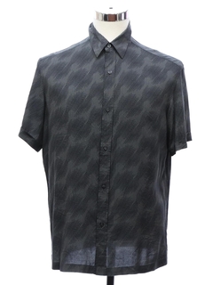 1990's Mens Rayon Club/Rave Style Graphic Print Sport Shirt