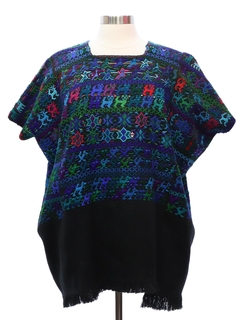 1970's Womens South American Style Yarn Embroidered Shirt