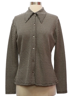 1970's Womens Knit Disco Subtle Print Inspired Shirt
