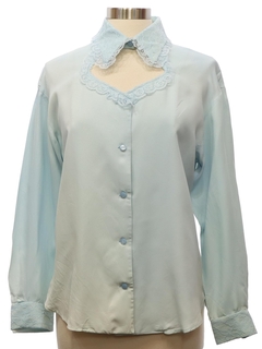 1970's Womens Ruffled Front Secretary Shirt