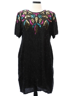 1980's Womens Totally 80s Style Beaded Cocktail Dress