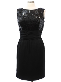 1960's Womens Mod Mini Sequined Little Black Cocktail Dress