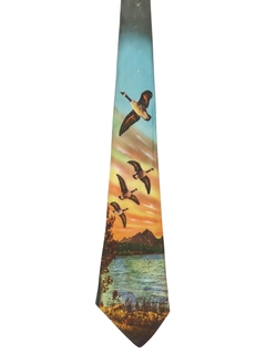 1950's Mens Photo Print Wide Swing Necktie