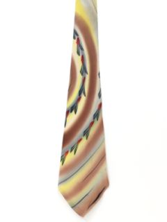 1940's Mens Silk Hand Painted Wide Swing Necktie
