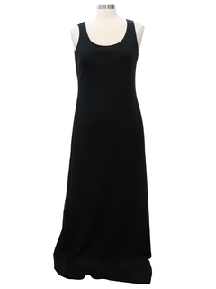 1980's Womens Black Knit Maxi Dress