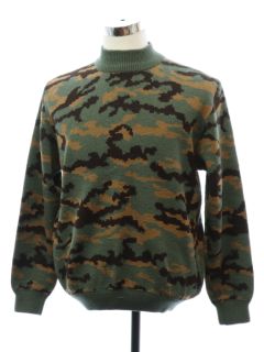 1980's Mens Wool Totally 80s Camoflage Pullover Sweater