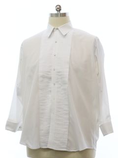 1980's Mens Pierre Cardin Designer Pleated French Cuff Tuxedo Shirt