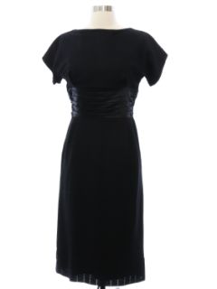 1950's Womens Little Black Wiggle Dress