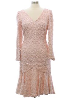 1980's Womens Chantilly Lace Totally 80s Cocktail Dress