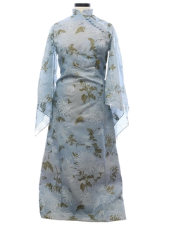 1960's Womens Cheongsam Style Alfred Shaheen Designer Cocktail Dress