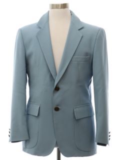 1970's Mens Baby Blue Disco Blazer Style Sport Coat Jacket