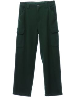 1990's Mens Dark Green Heavy Wool Blend Cargo Pants