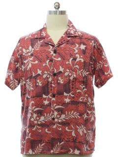 1980's Mens Cotton Reverse Print Hawaiian Shirt