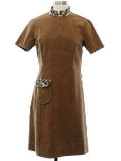1960's Womens Mod Jackie O Style Ultra-Suede Dress