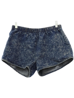 1980's Womens Totally 80s Acid Washed Denim Look Shorts