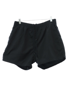 1990's Mens Black Nylon Swim Shorts