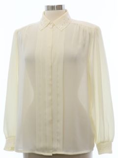 1980's Womens Totally 80s Slightly Sheer Secretary Shirt