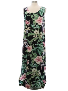 1980's Womens Rayon Hawaiian Maxi Dress