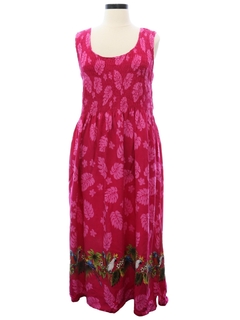 1990's Womens Rayon Hawaiian Maxi Dress