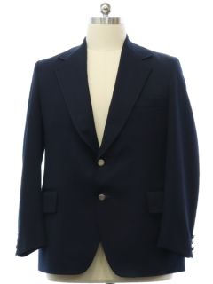 1970's Mens Dark Blue Disco Blazer Style Sport Coat Jacket