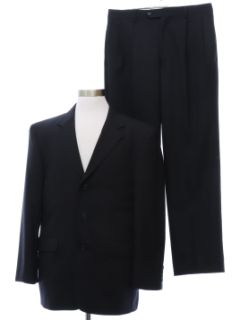 1990's Mens Black Wool Suit