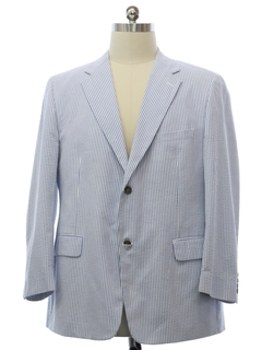 1980's Mens Pinstriped Seersucker Blazer Sport Coat Jacket