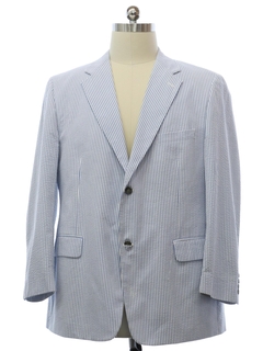 1980's Mens Pinstriped Seersucker Blazer Sport Coat Jacket