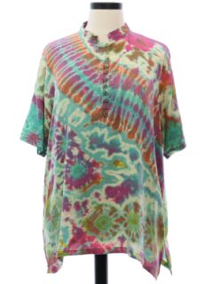 1970's Womens Tie Dye Hippie Style Tunic Shirt
