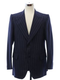 1970's Mens Yves Saint Laurent Designer Gangster Style Pinstriped Blazer Sport Coat Jacket