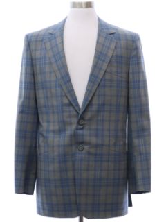 1980's Mens Plaid Wool Blend Blazer Sport Coat Jacket