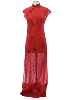 1990's Womens Cheongsam Maxi Dress